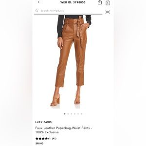 Lucy paris leather paperbag pants womens